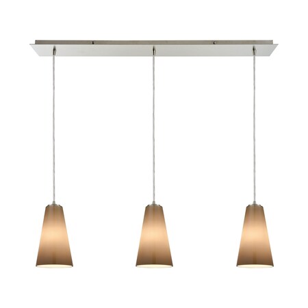 Elk Lighting Connor 3-Lght Linear Mini Pndnt SatNickel w/Peach Blown Glass 10940/3LP